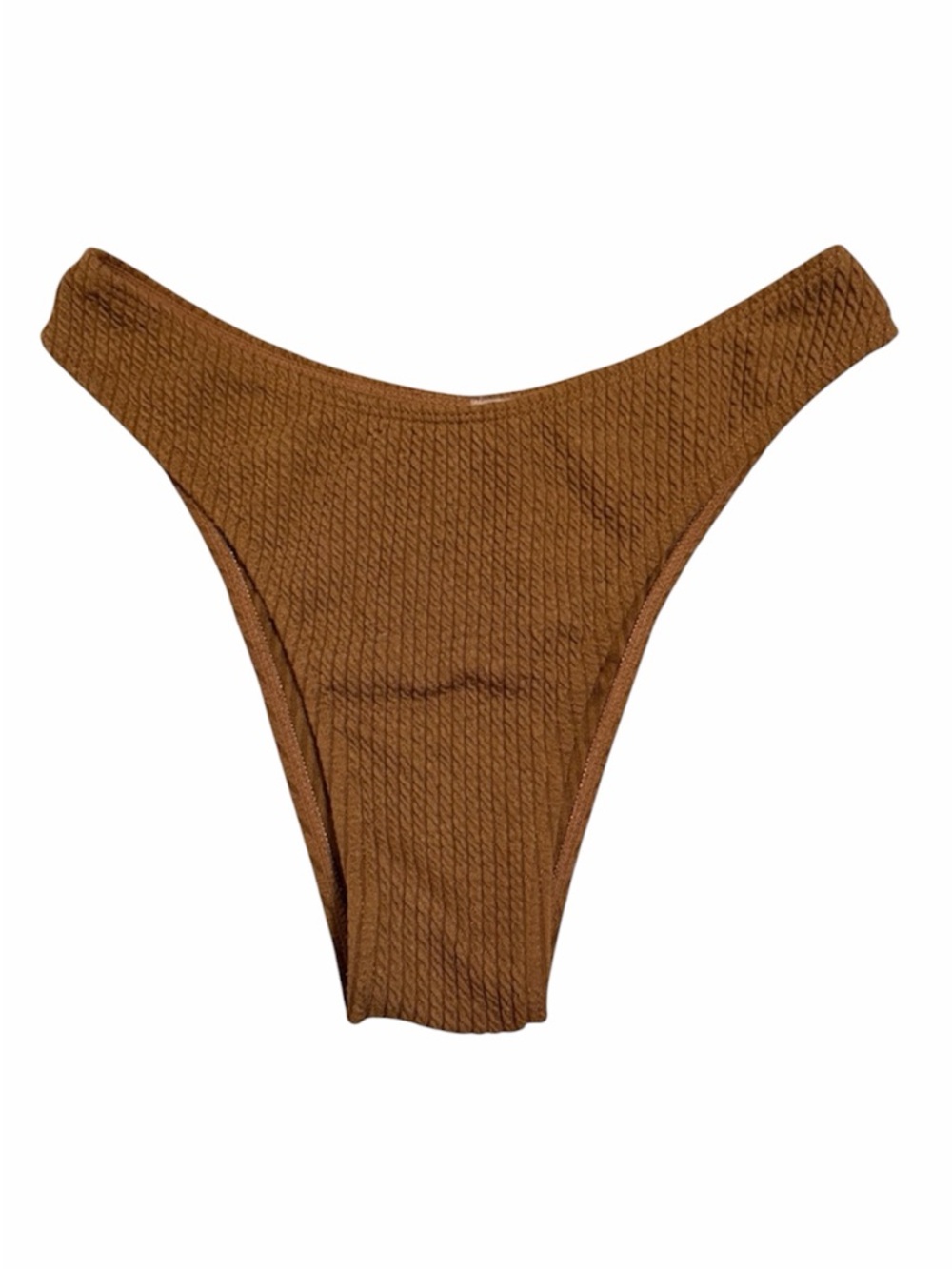 Brown Textured Cheeky Bikini Bottoms